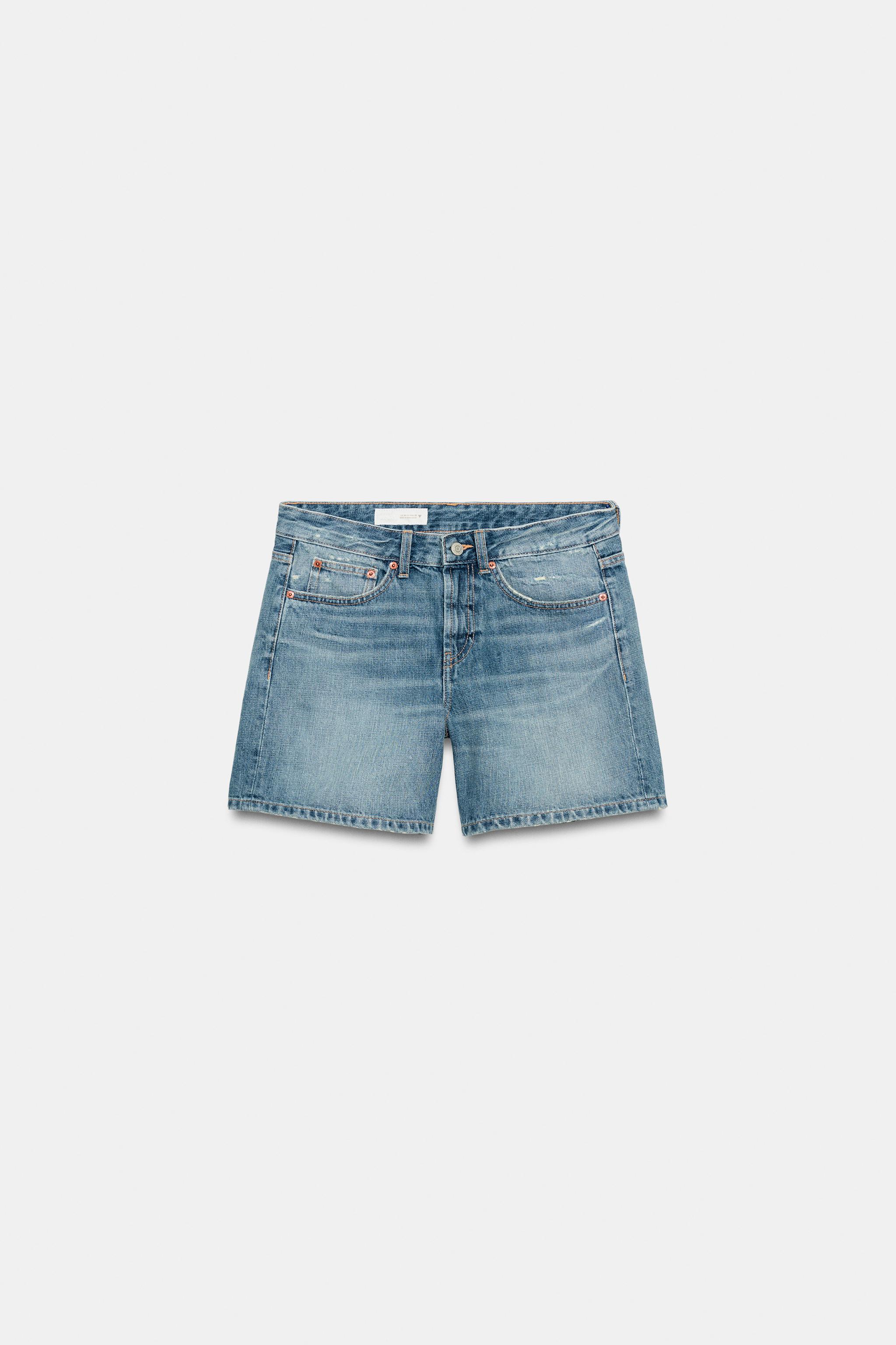 REGULAR FIT MID-RISE DENIM SHORTS